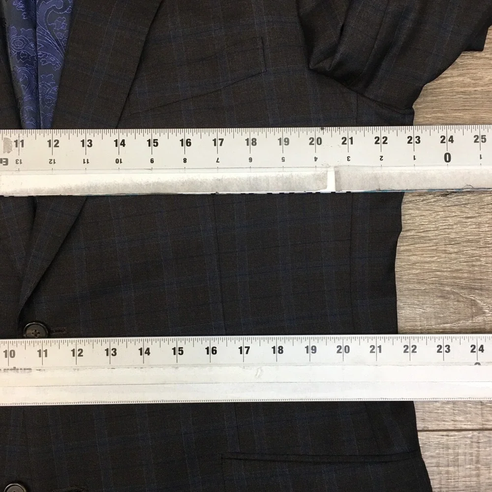 Mens BESPOKE Suit 2‎ Piece Jacket Pants Blazer Sport Coat Size 44L Wool Classic